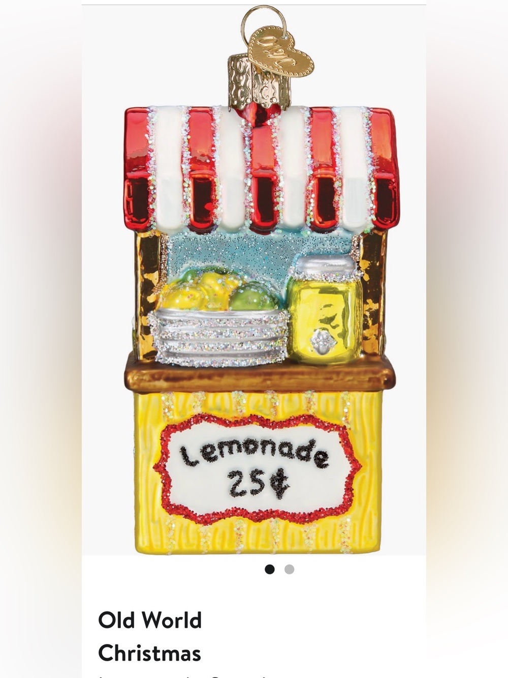 NWT Cody & Foster lemonade, stand Glass Glass Ornament $25.00 MSRP